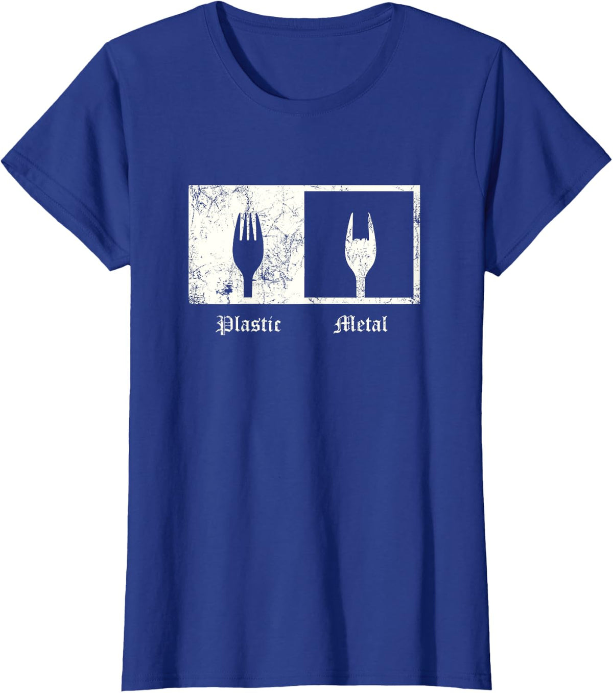 Heavy Metal Plastic Fork Rock Music T-Shirt - Royal Blue