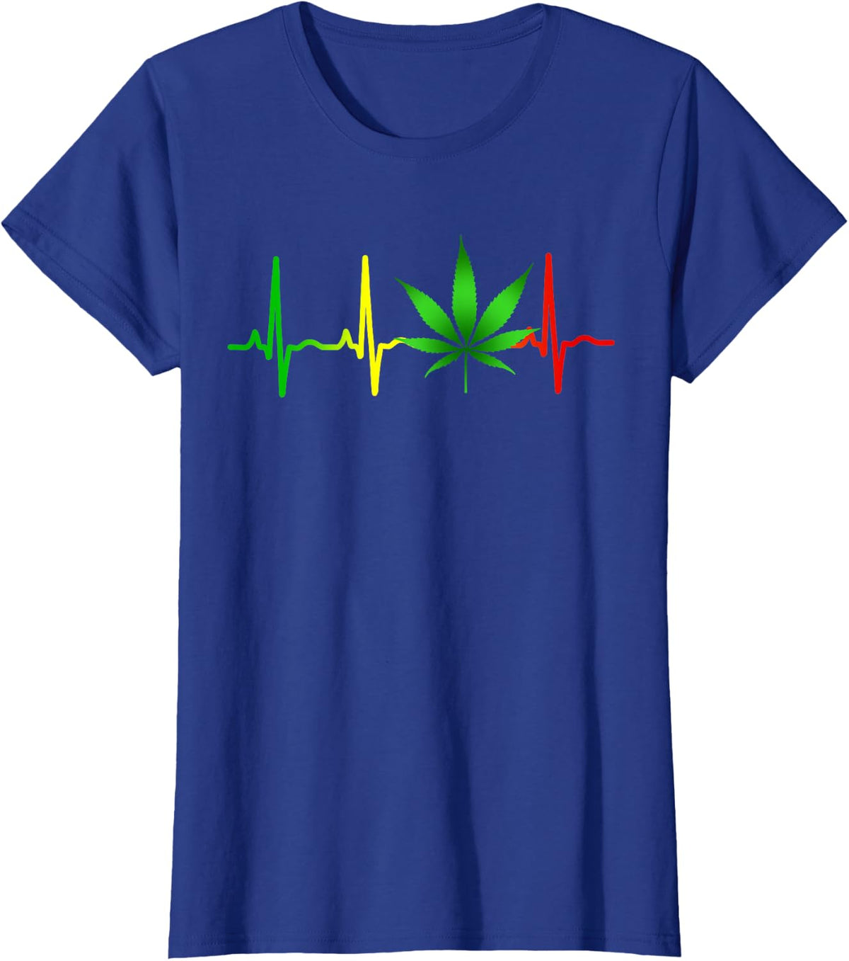 Reggae Music Marijuana Rastafari Weed Heartbeat T-Shirt - Royal Blue