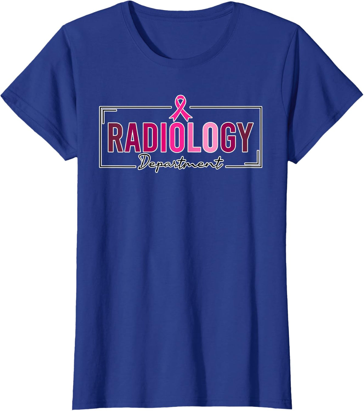 Radiology Department Rad Tech Breast Cancer Awareness T-Shirt - Royal Blue
