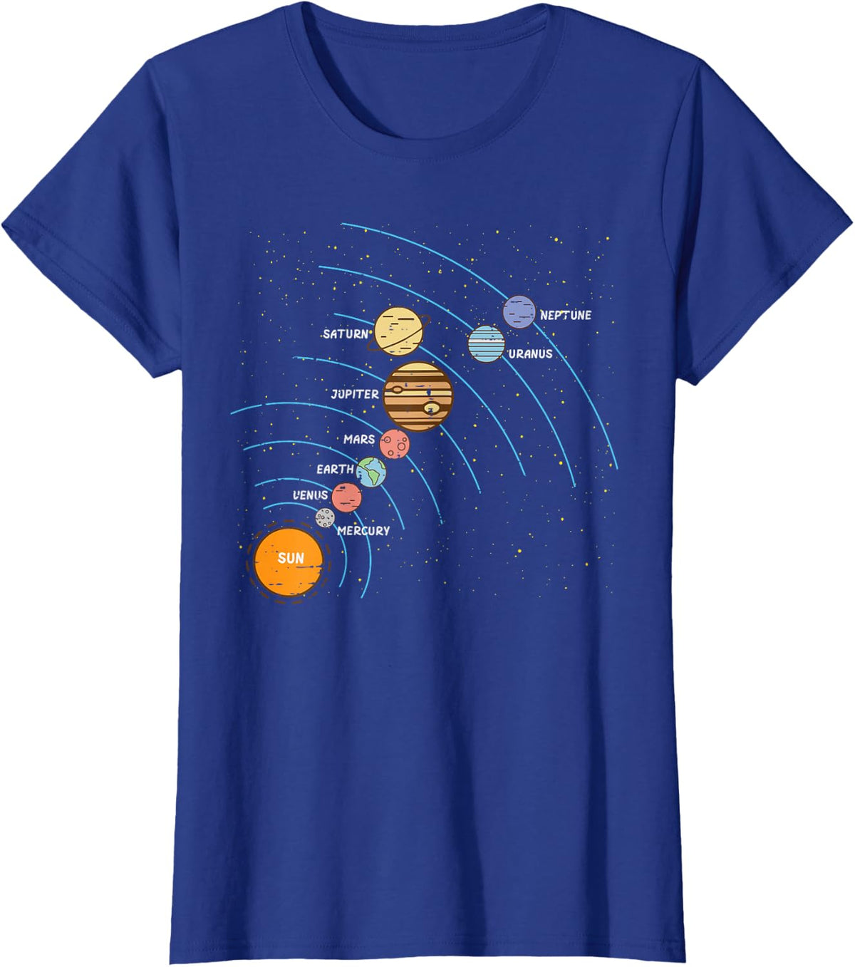 Planets Orbit Solar System Galaxy Science Women Kids Men T-Shirt - Royal Blue