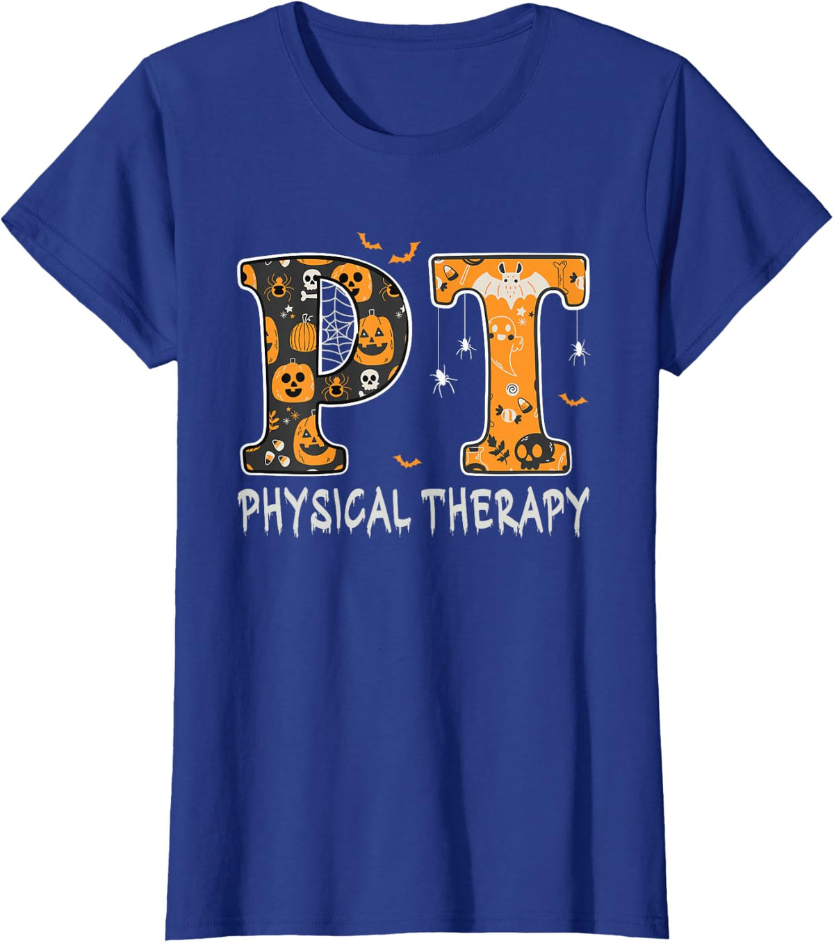 Physical Therapist pt Halloween Physical Therapy Spooky T-Shirt - Royal Blue