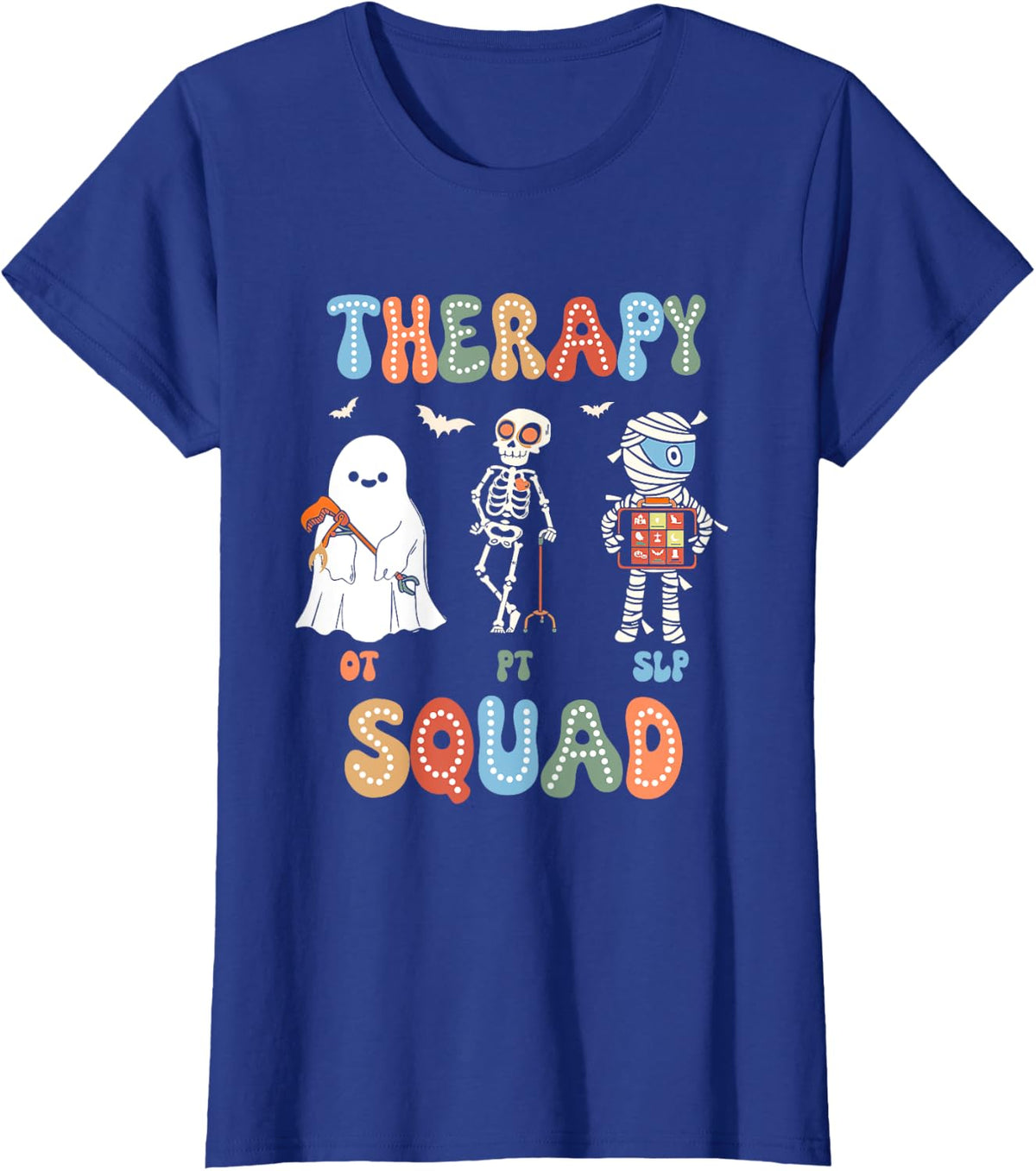 Retro Therapy Squad SLP OT PT Physical Ghost Halloween T-Shirt - Royal Blue
