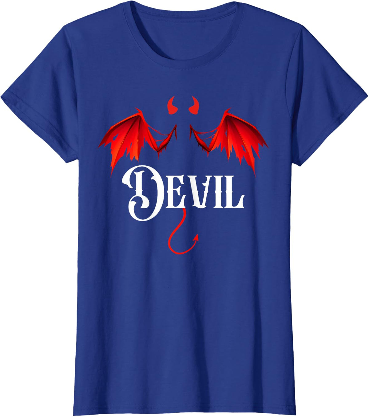 Devil Halloween Matching Couple T-Shirt - Royal Blue