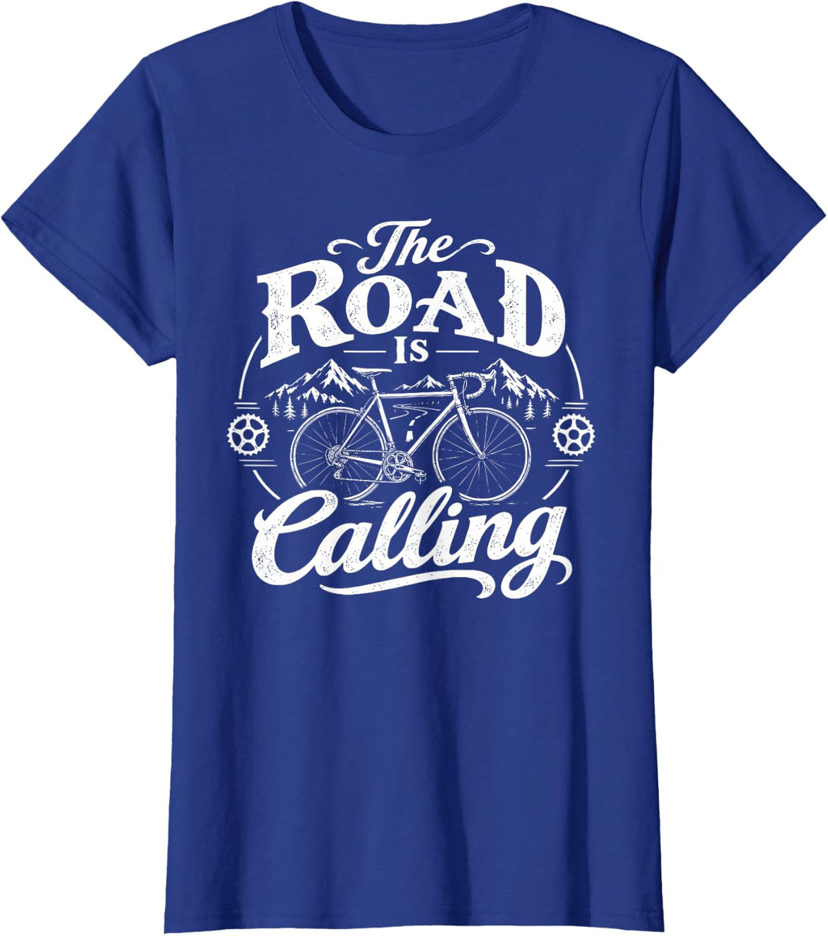 Bike & Biking, The Road is Calling T-Shirt - Royal Blue