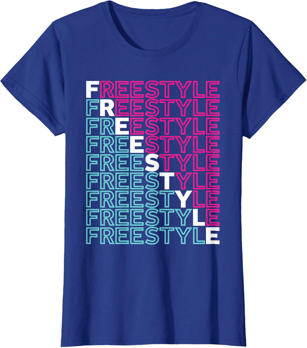 Freestyle Full Front 80s Electronic Dance Music T-Shirt - Royal Blue