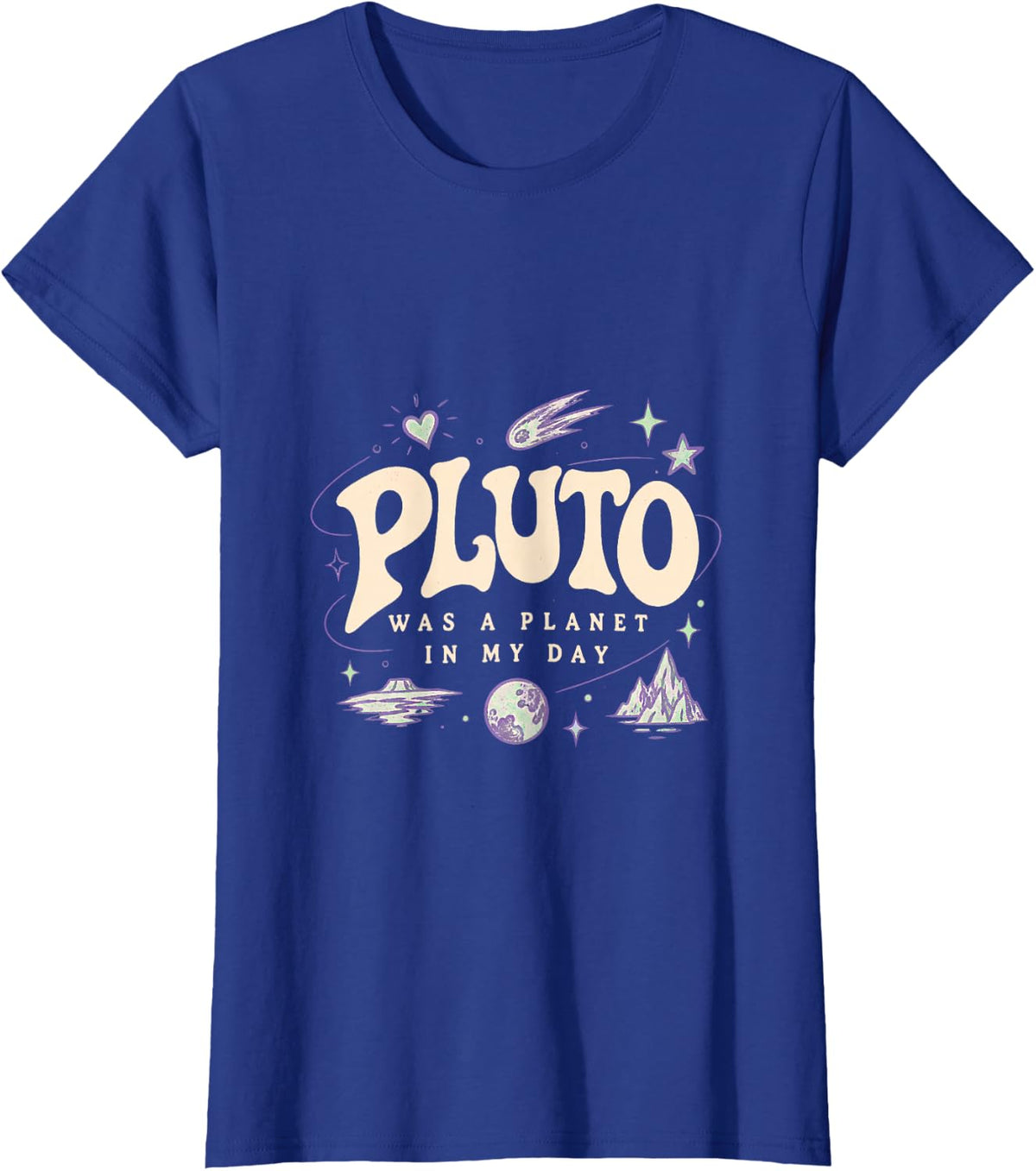 Pluto was A Planet in My Day Retro Funny Space T-Shirt - Royal Blue