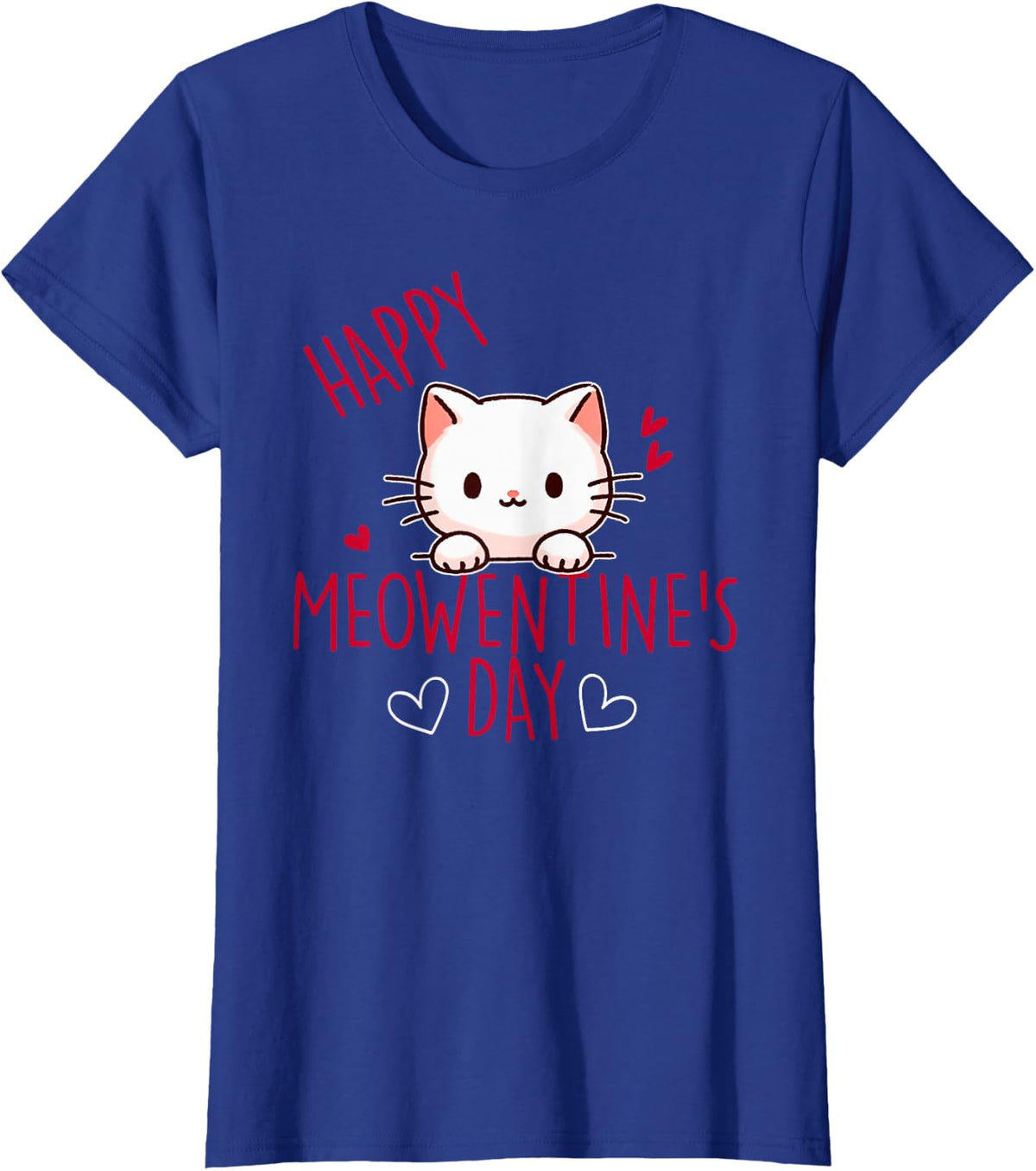 Cute Cat Valentine's Day Love for Girls Kitty Quote T-Shirt - Royal Blue