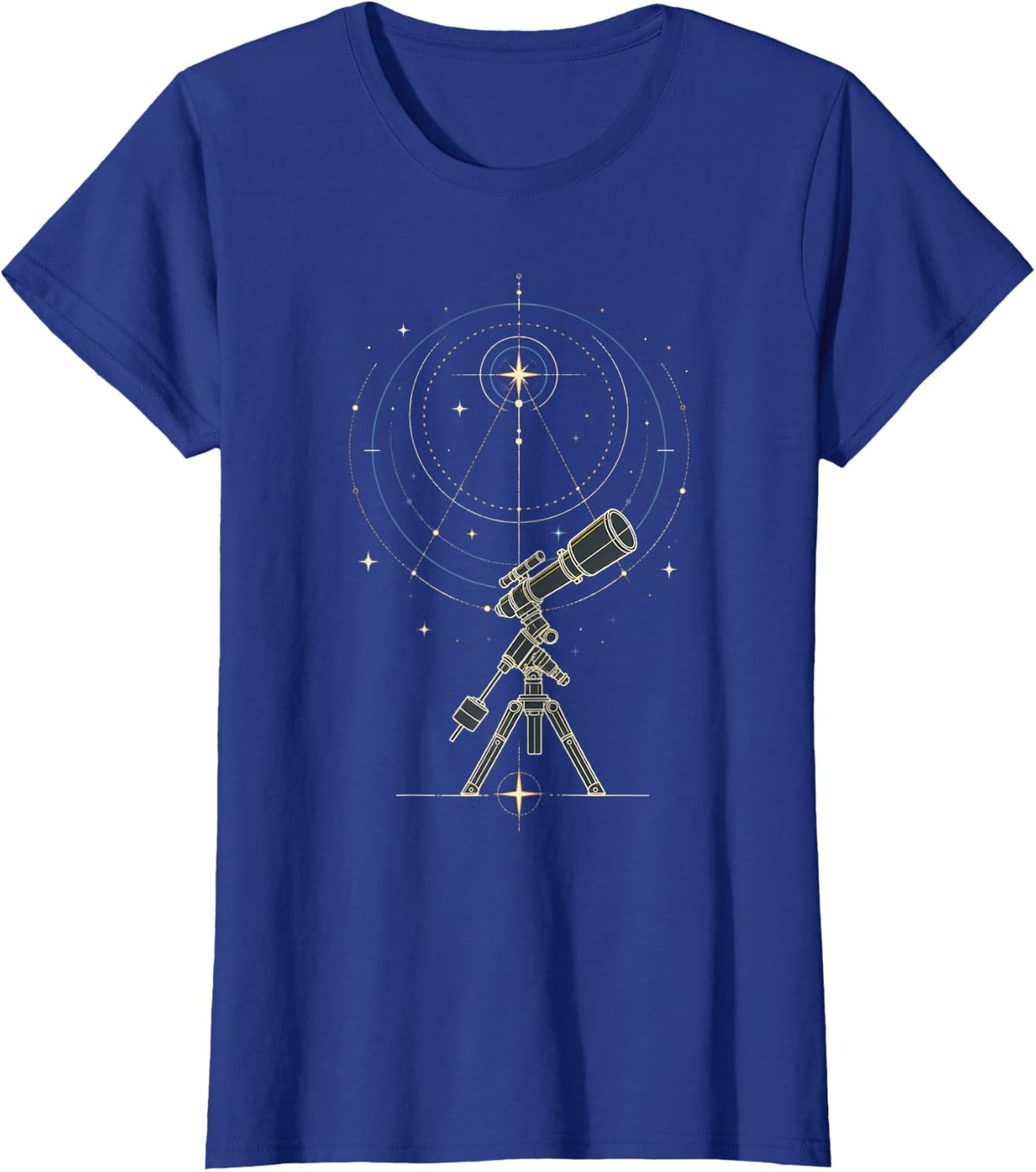 Minimal Telescope Polar Alignment Astronomy Line Art T-Shirt - Royal Blue