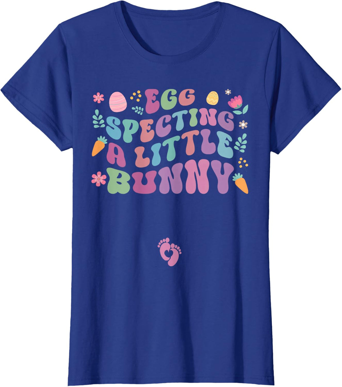 Eggspecting a Little Bunny Easter Day Pregnancy Announcement T-Shirt - Royal Blue