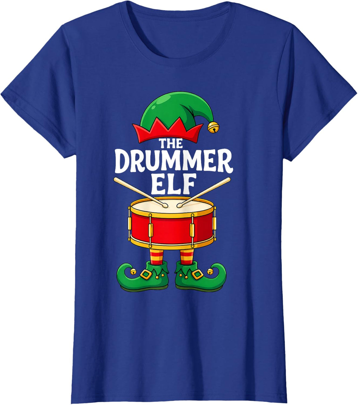 Drummer Elf Christmas Matching Family Musical Drum Xmas T-Shirt - Royal Blue