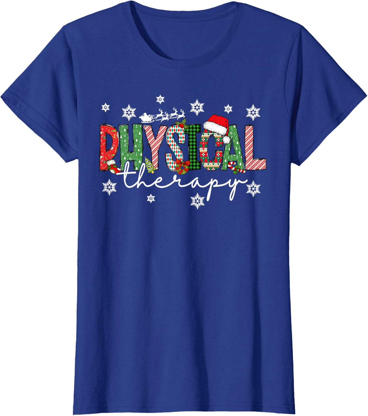 Physical Therapy Physical Therapist Assistant PT Christmas T-Shirt - Royal Blue