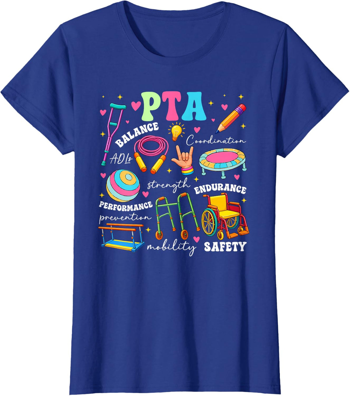Groovy PTA Physical Therapy Assistant Appreciation T-Shirt - Royal Blue