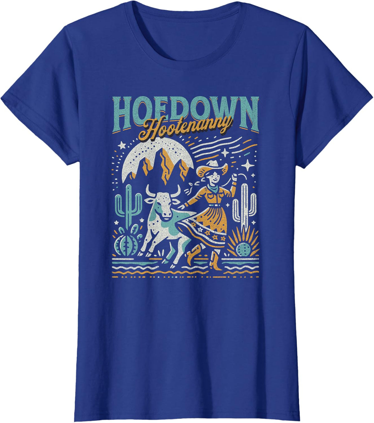 Hoedown Hootenanny, Classic Country Music T-Shirt - Royal Blue