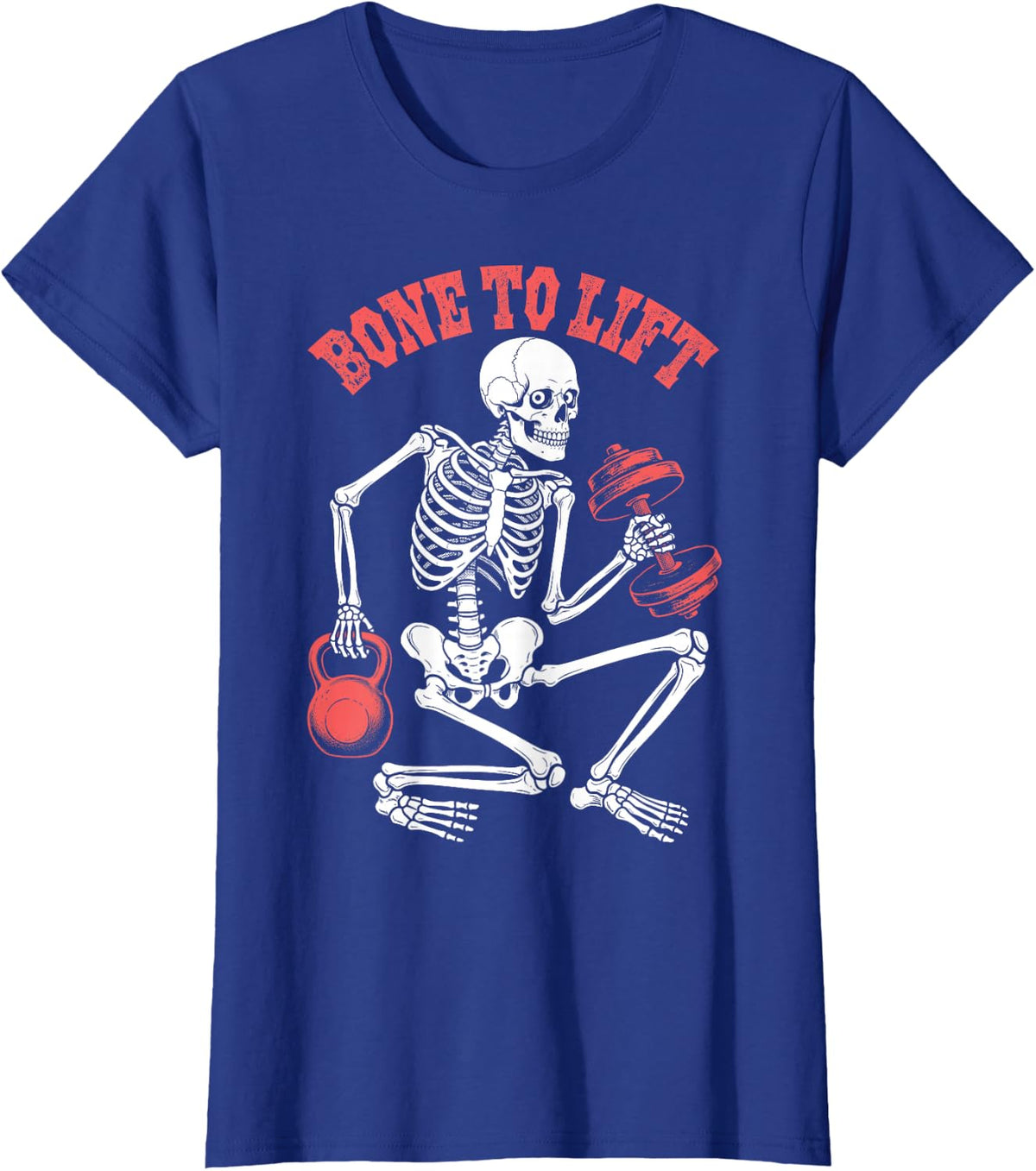 Funny Gym Halloween Skeleton Bone to Lift Weights Workout T-Shirt - Royal Blue
