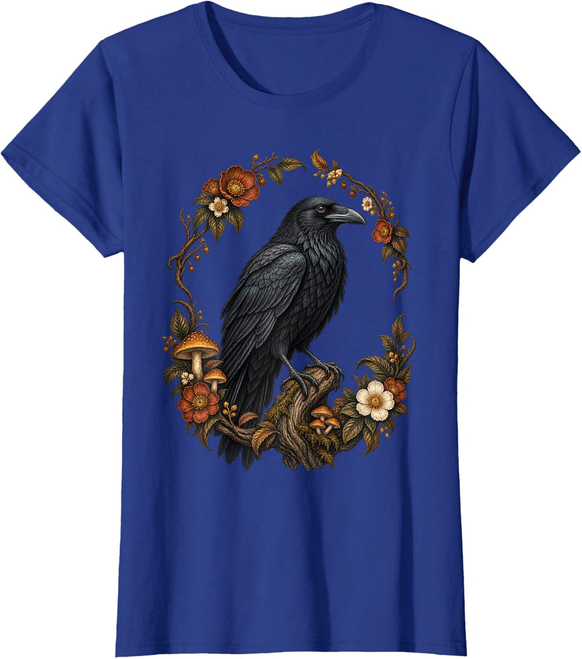 Raven and Crow Nature Art T-Shirt - Royal Blue