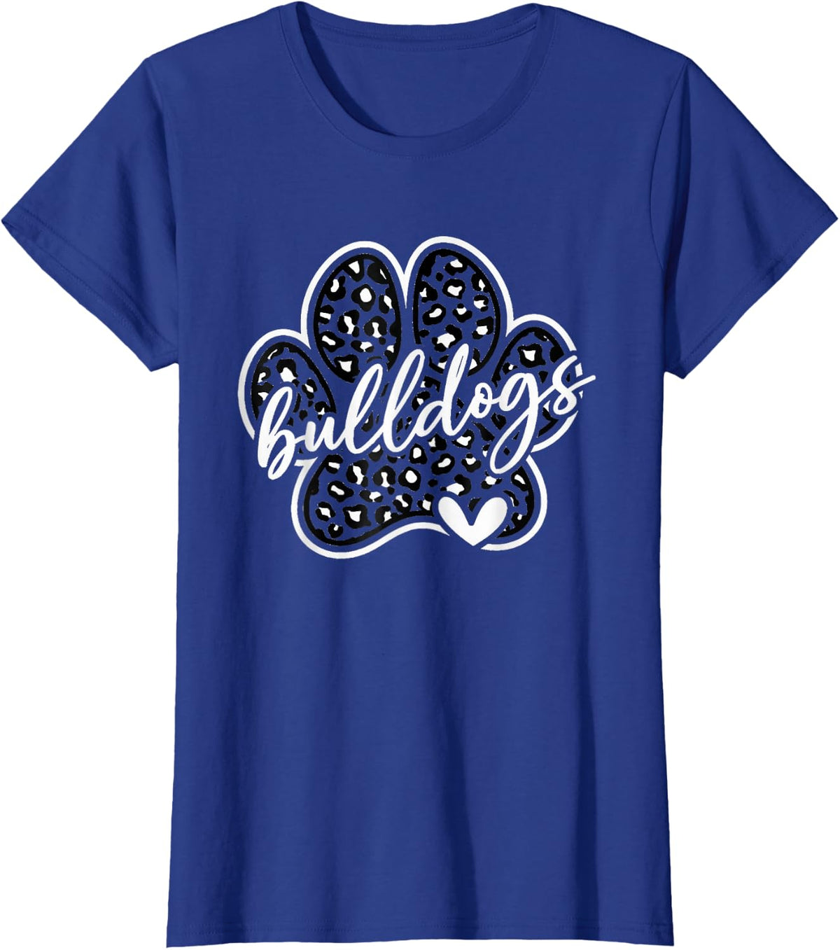 Vintage Bulldogs Leopard School Spirit T-Shirt - Royal Blue