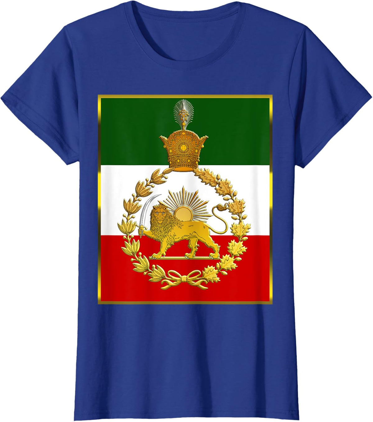 Iran's flag with a golden lion and sun T-Shirt - Royal Blue