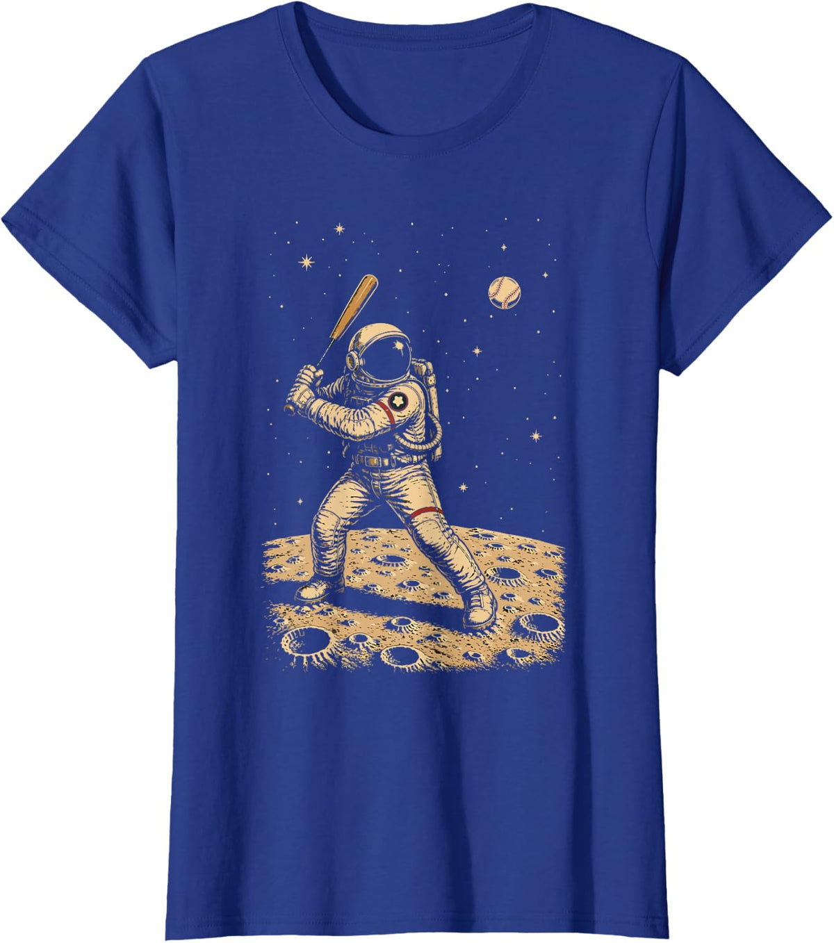 Space Baseball Astronaut Player Cosmic Sports T-Shirt - Royal Blue