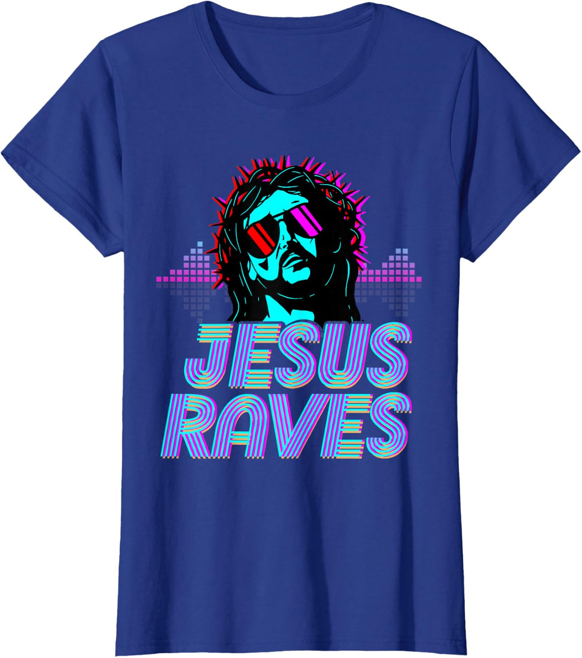 Jesus Raves House Music Techno Music Rave Party T-Shirt - Royal Blue