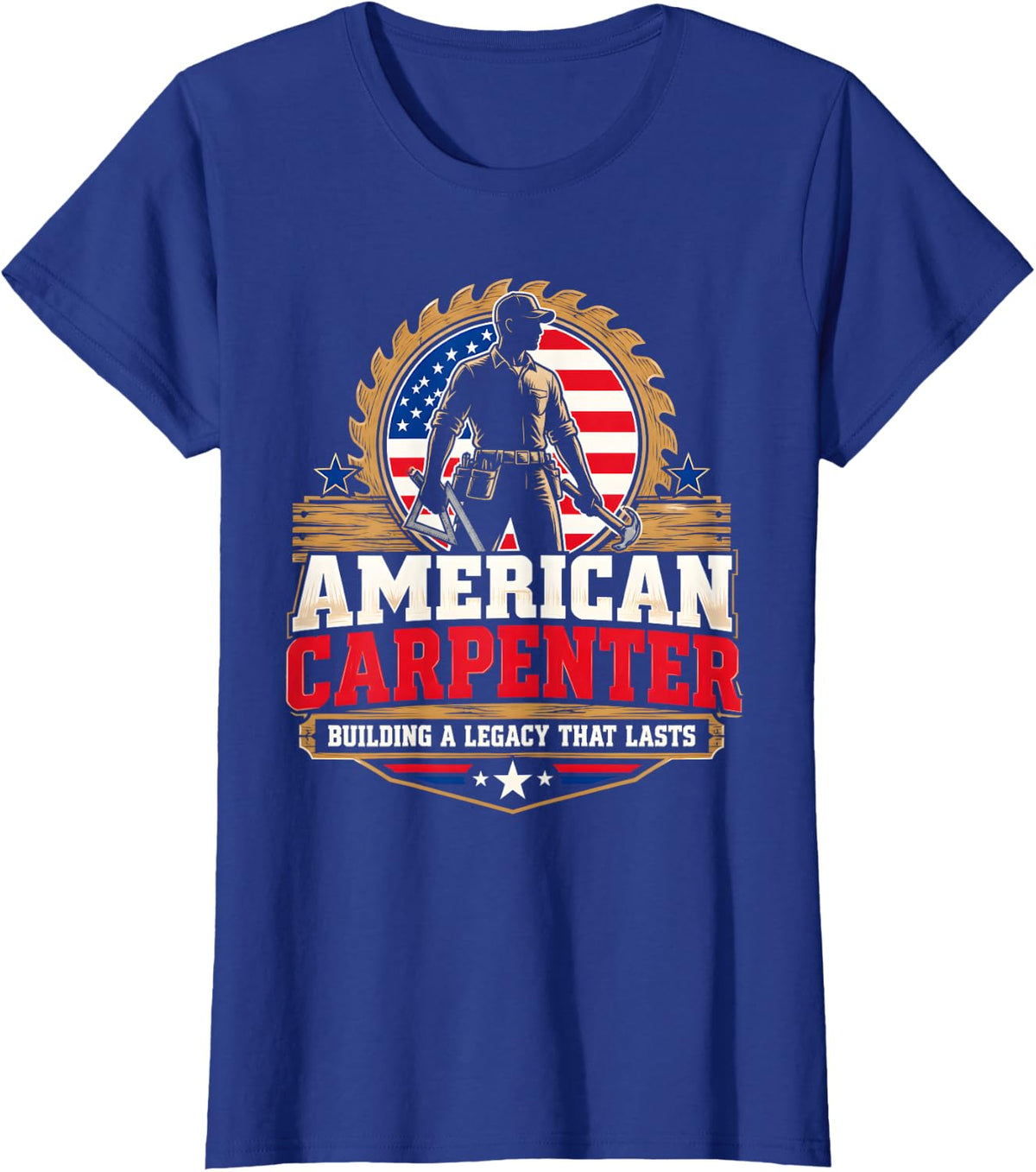Proud Carpenter Amcerican Flag Carpenter T-Shirt - Royal Blue