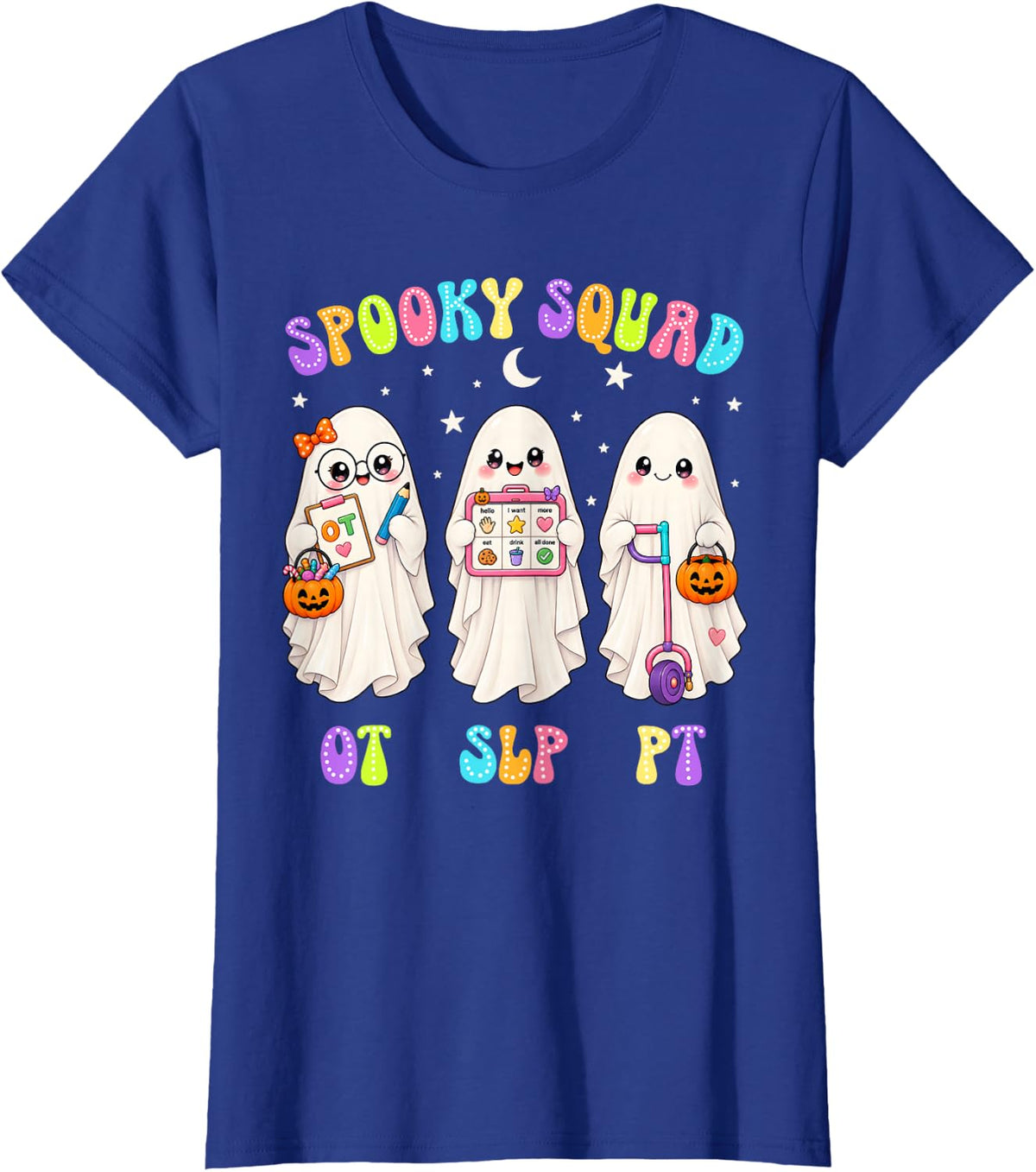 Halloween Spooky Squad SLP OT PT Ghost Occupational Therapy T-Shirt - Royal Blue