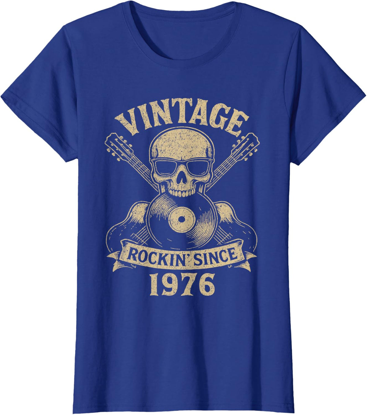 50th Birthday Rockin’ Since 1976 Vintage Rock Music Birthday T-Shirt - Royal Blue
