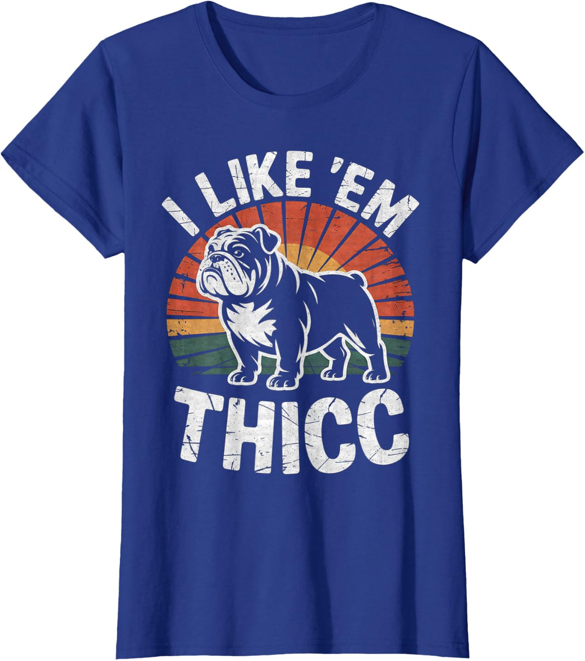 Funny English Bulldog I Like Em Thicc Dog Silhouette T-Shirt - Royal Blue