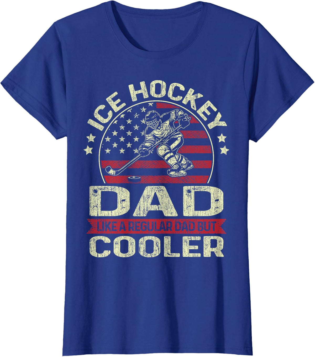 Ice Hockey Dad Like A Regular Dad Cooler US Flag Fathers Day T-Shirt - Royal Blue