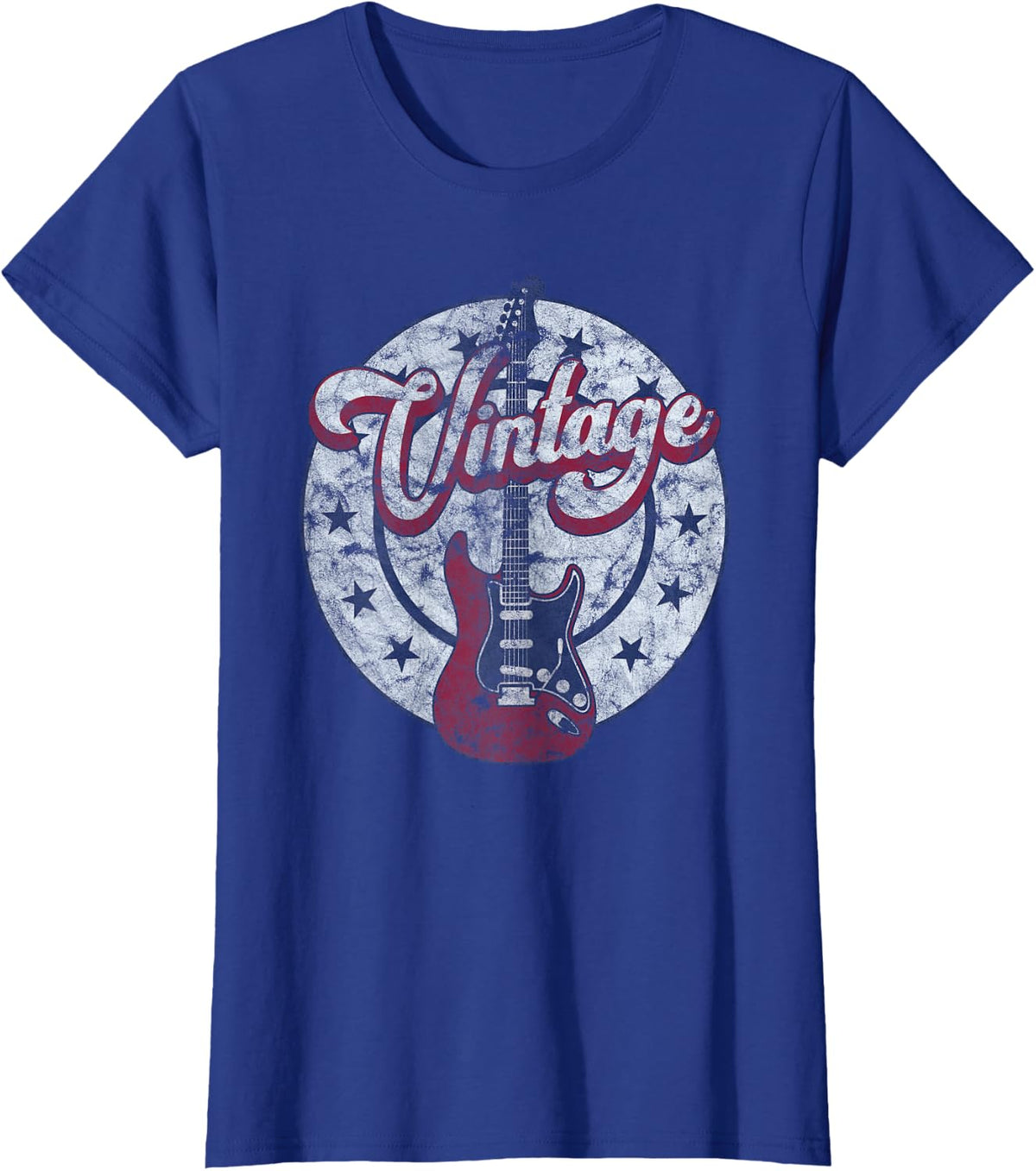 Vintage Rock and Roll Guitar Player Classic Rock T-Shirt - Royal Blue