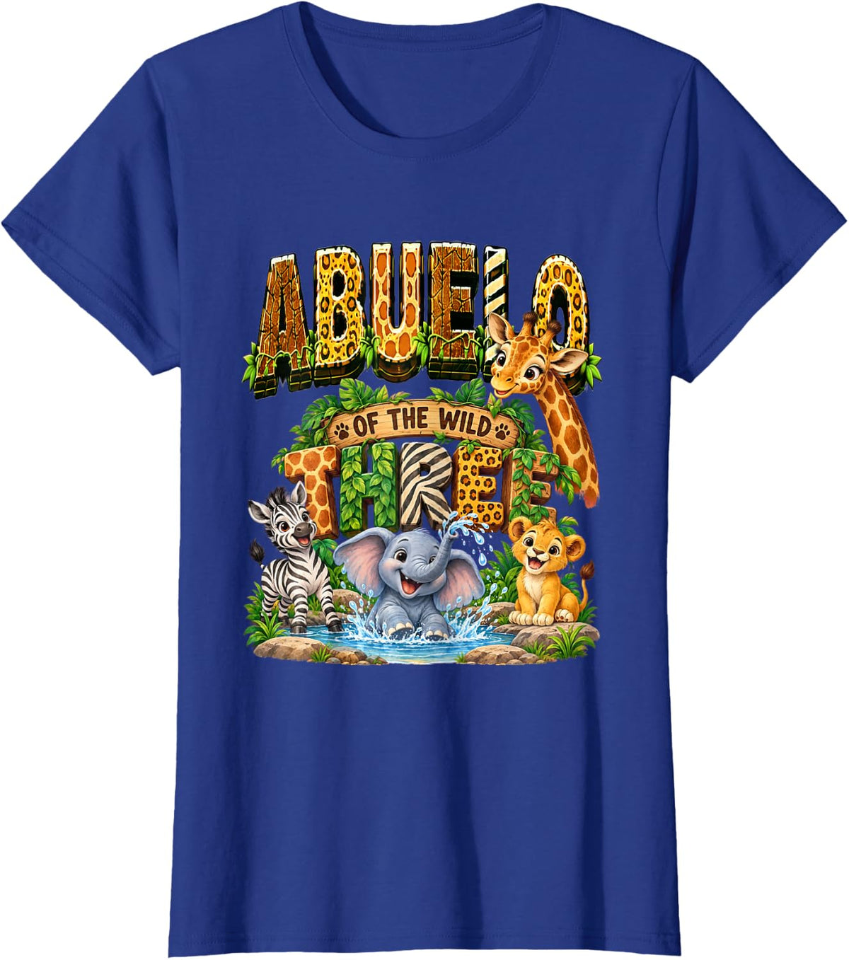 Grandpa Abuelo of The Wild Three Safari Jungle 3rd Birthday T-Shirt - Royal Blue
