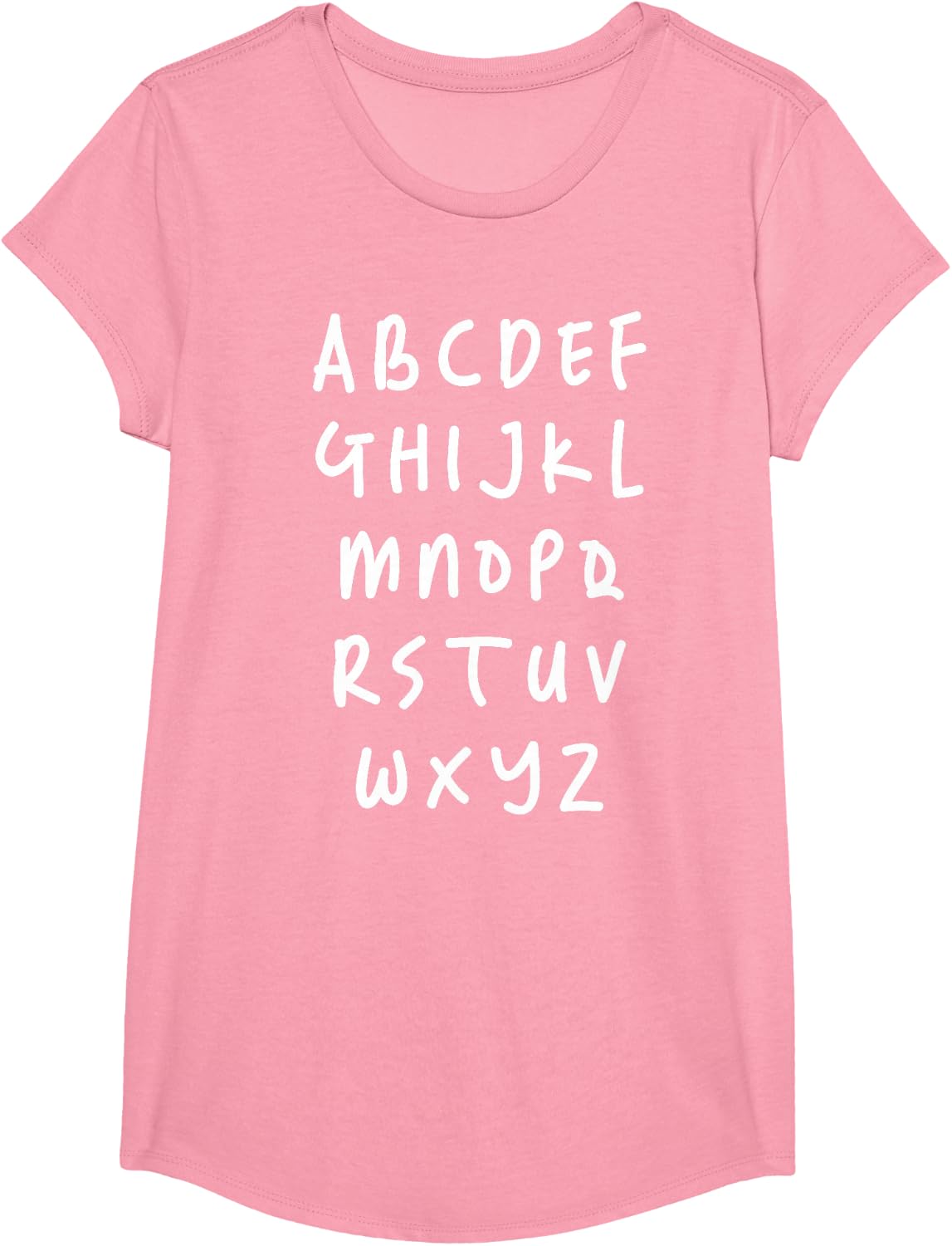 Alphabet ABC Cute Thin Learning Letters Teachers Students T-Shirt - Girls Pink