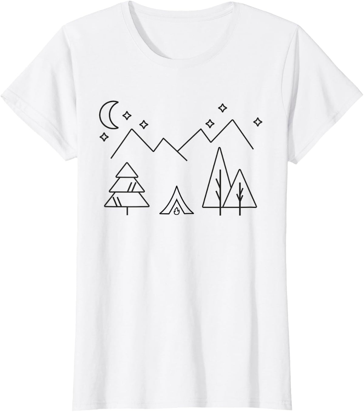 Camping - Minimalist Design with a Tent and Mountains T-Shirt - White