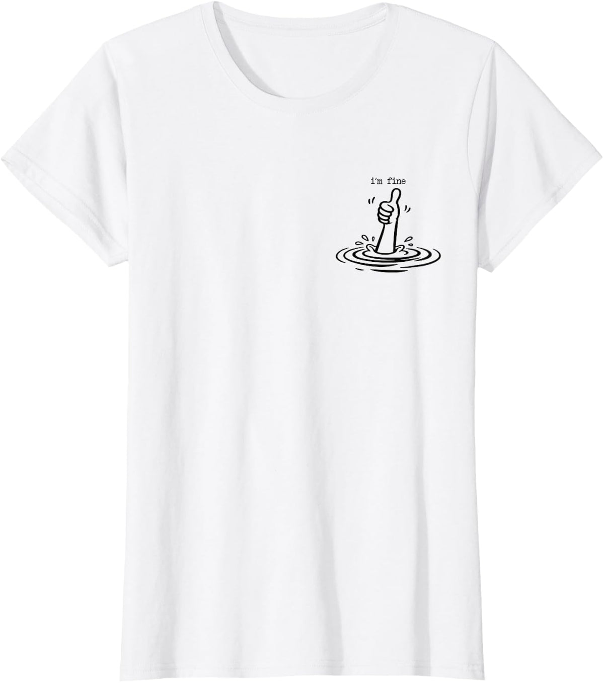 I'm Fine Minimalist Thumbs Up Sarcastic Stress Humor Graphic T-Shirt - White