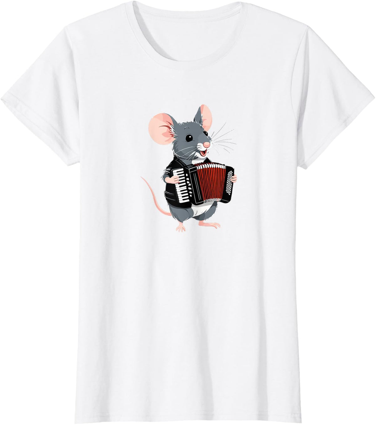 Mouse playing Accordion T-Shirt - White