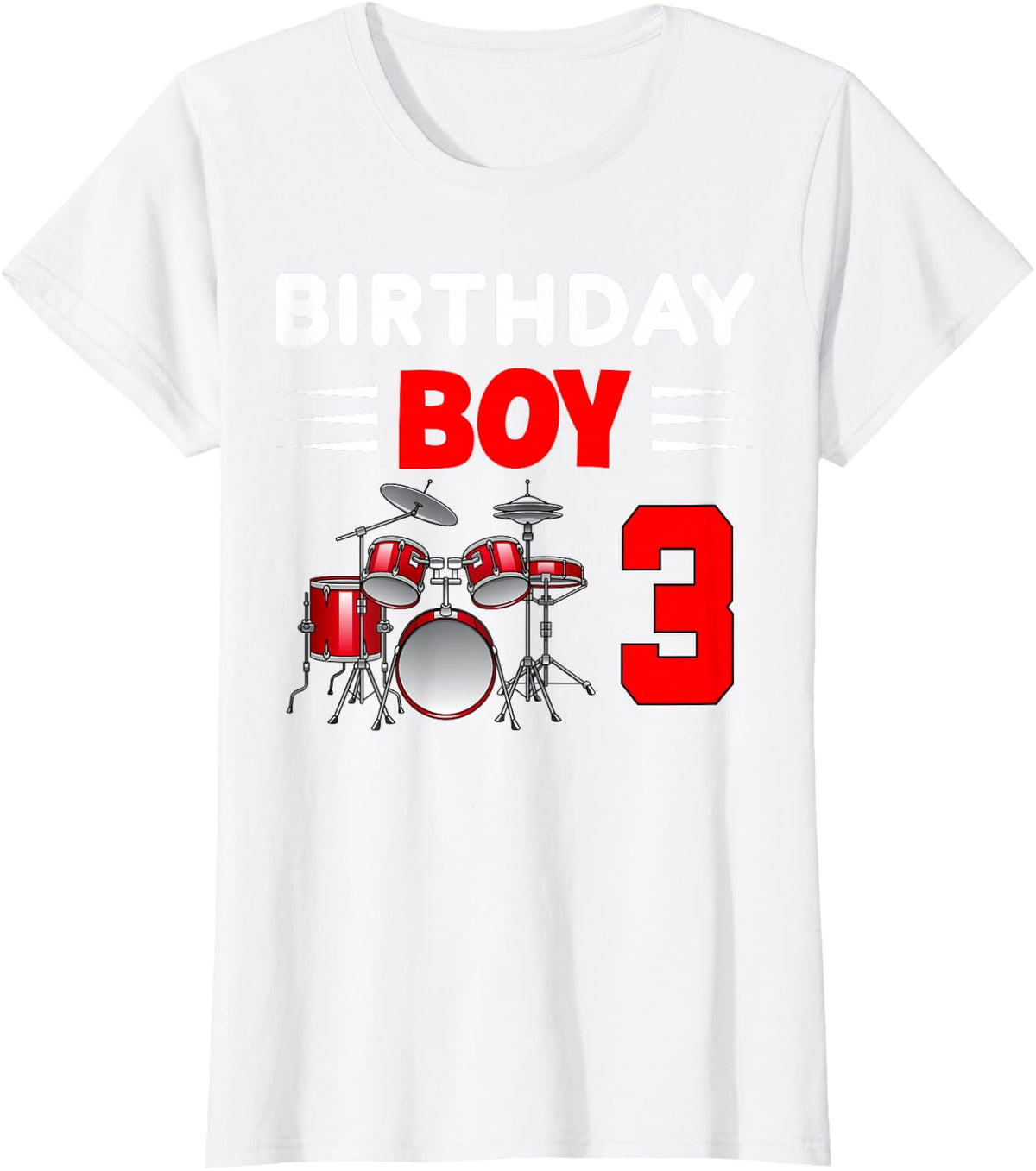 Cool Birthday Boy 3 Drums 3rd Bday 3 Years Old T-Shirt - White