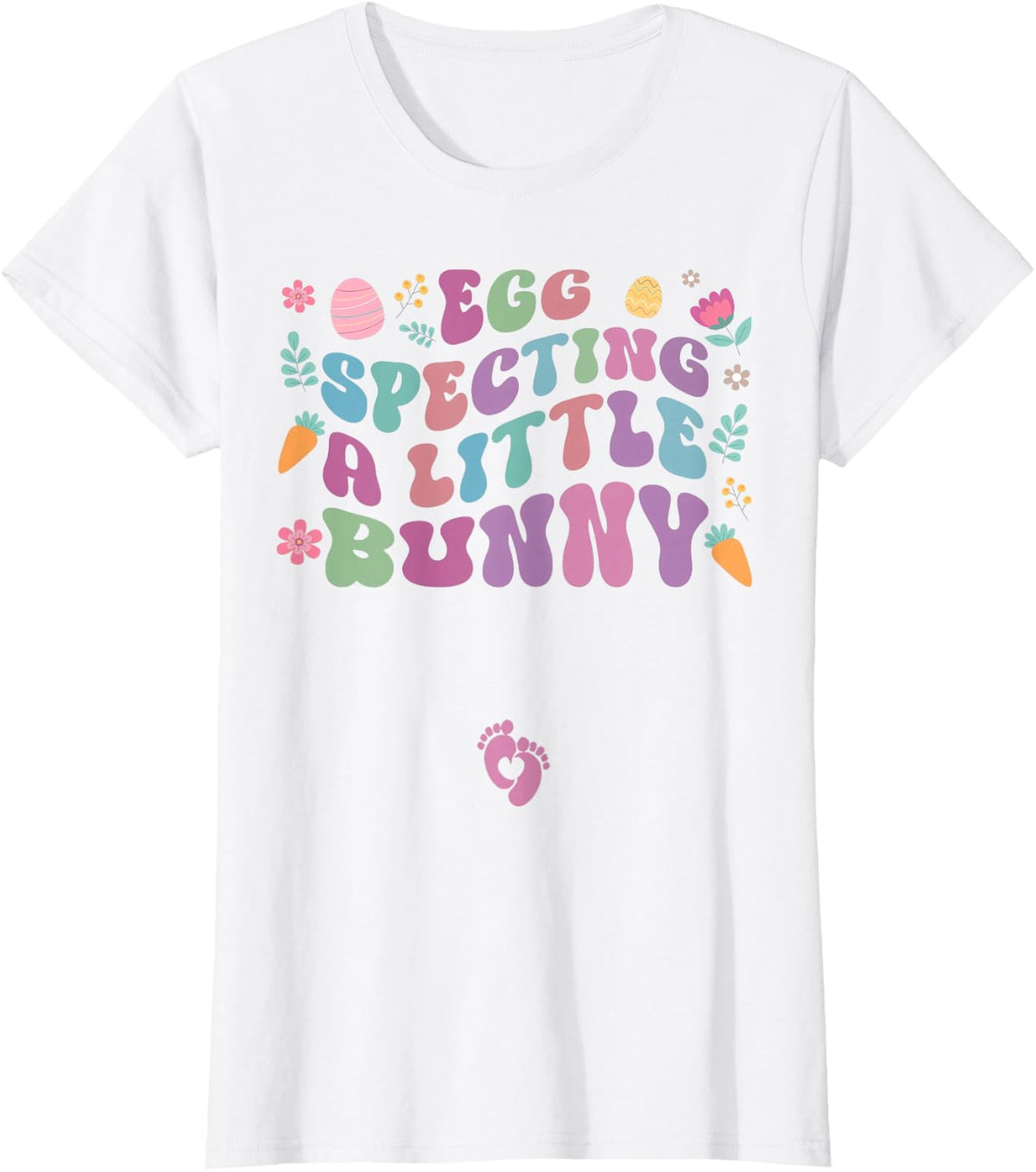 Eggspecting a Little Bunny Easter Day Pregnancy Announcement T-Shirt - White