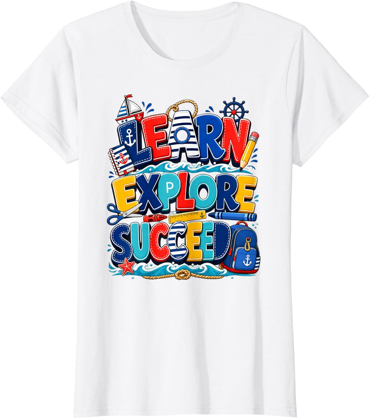Ready Set Sail Nautical First Day of School Student T-Shirt - White