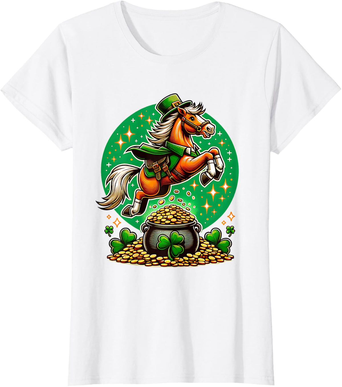 Horse Leprechaun St. Patrick's Day Irish Girls Equestrian T-Shirt - White
