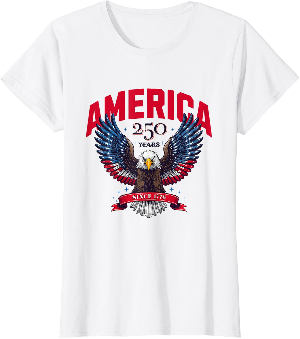 USA 250 Years Since 1776 Patriotic Eagle Design T-Shirt - White