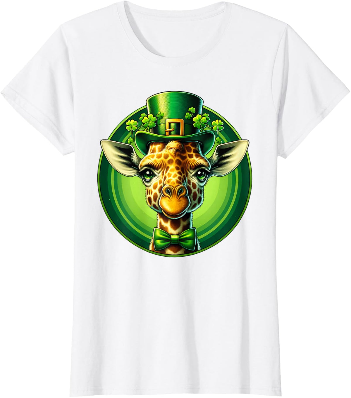 Funny Leprechaun Giraffe St Patricks Day Kids Men Women T-Shirt - White