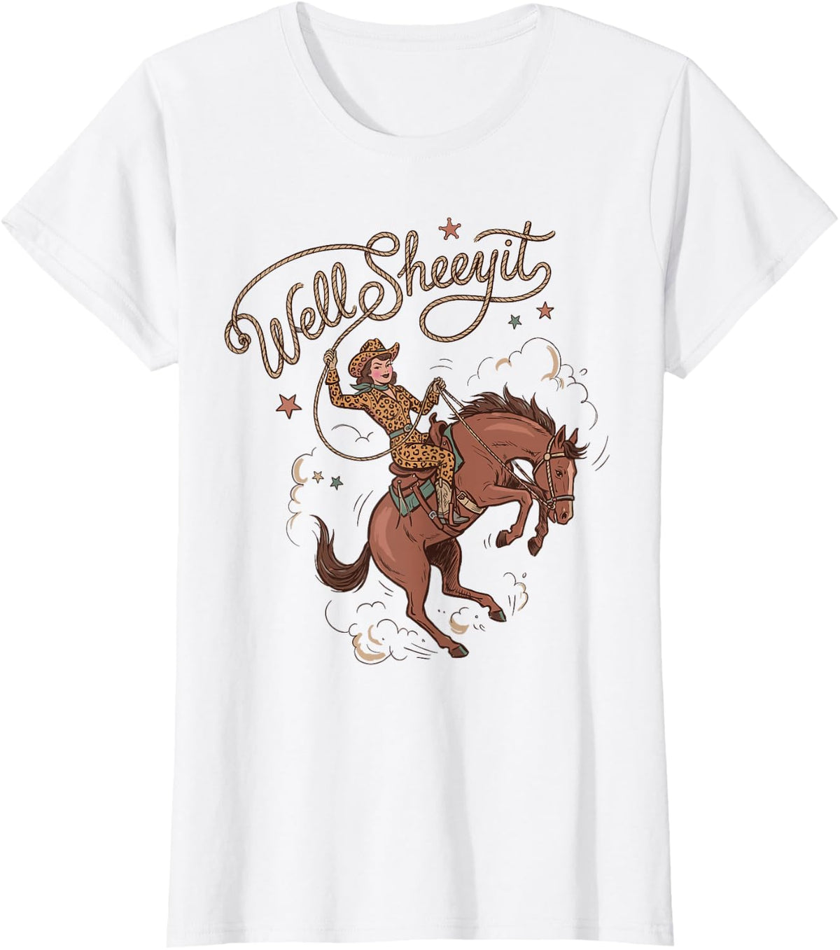 Well-Sheeyit Western Cowgirl Riding Horse Fun Southern T-Shirt - White