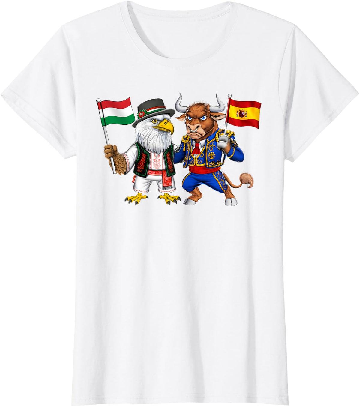 Spain Hungary Flag Spanish Hungarian Roots Spanish Heritage T-Shirt - White