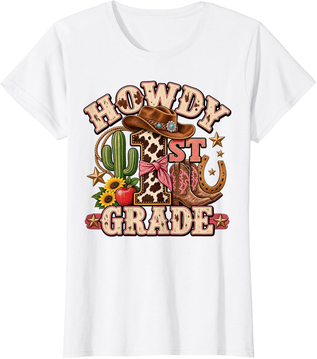 Howdy 1st Grade Western Classroom Teacher Gift T-Shirt - White