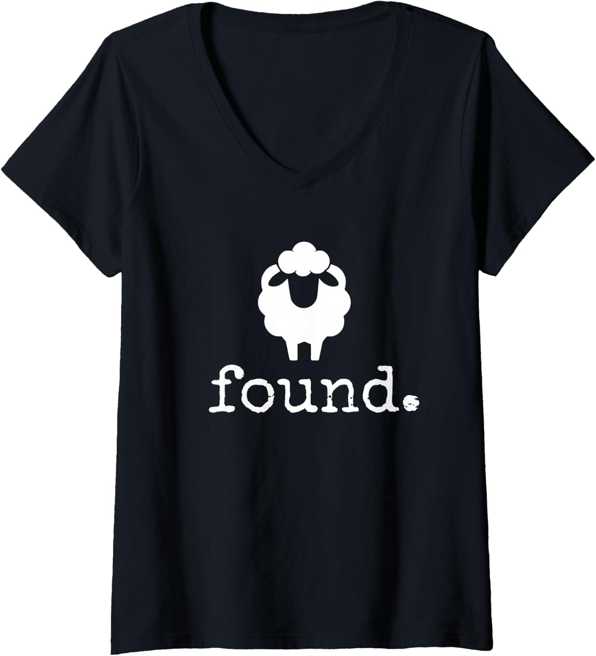 Women's Found Psalm 23 Sheep V-Neck T-Shirt - Black