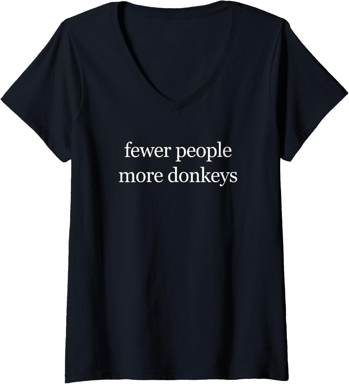 Women's Donkey Meme Farming Heaven Fewer People More Donkeys V-Neck T-Shirt - Black