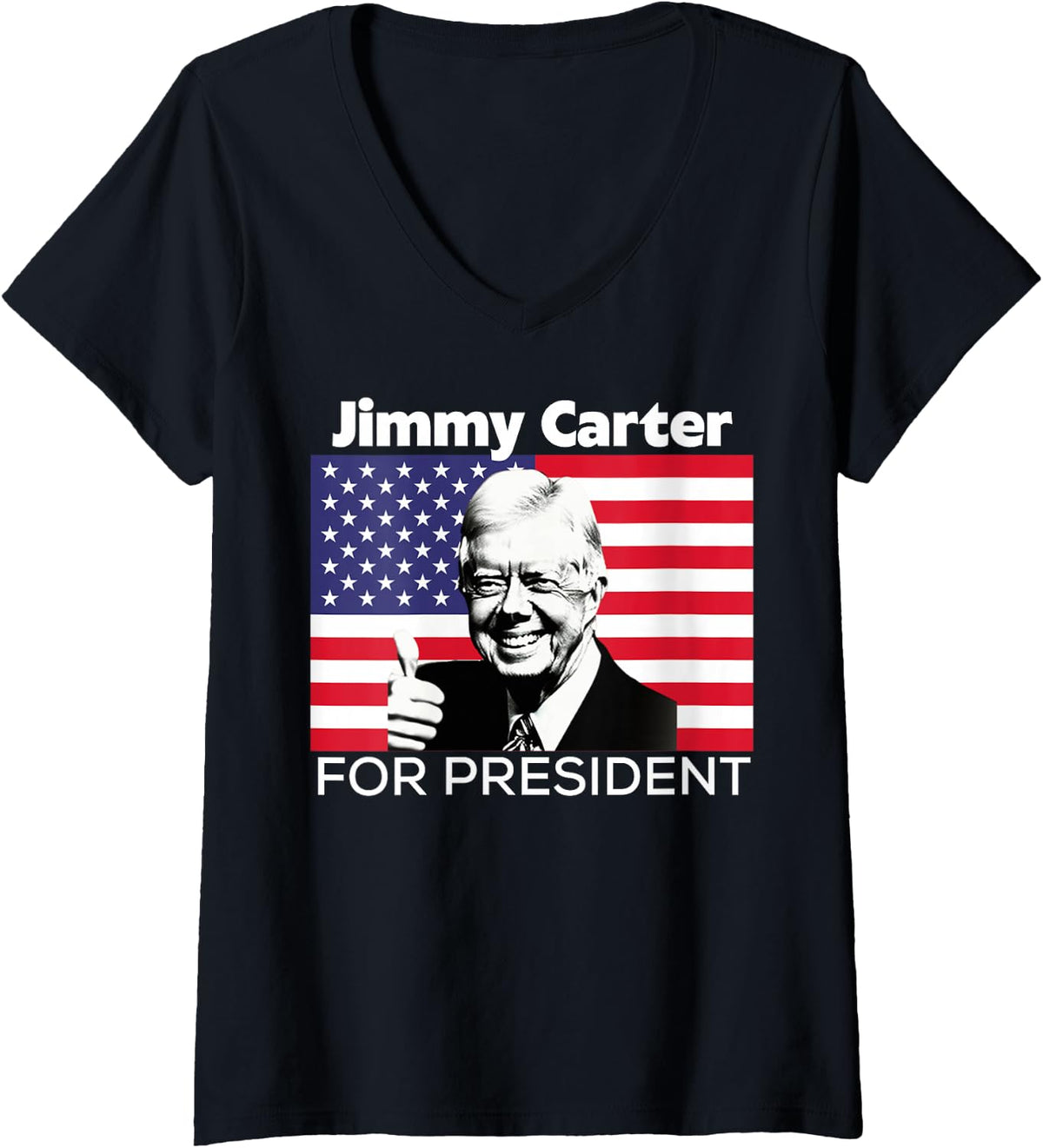 Women's Jimmy Carter for President Liberal Democrat Patriot USA 2024 V-Neck T-Shirt - Black