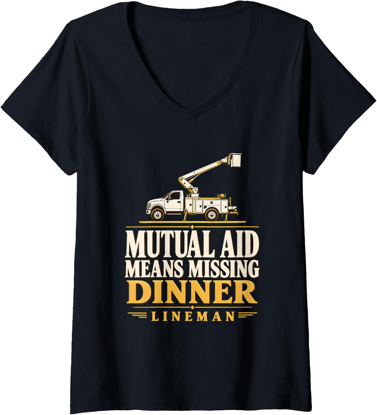 Women's Mutual Aid Means Missing Dinner Lineman Mutual Aid Lineman V-Neck T-Shirt - Black