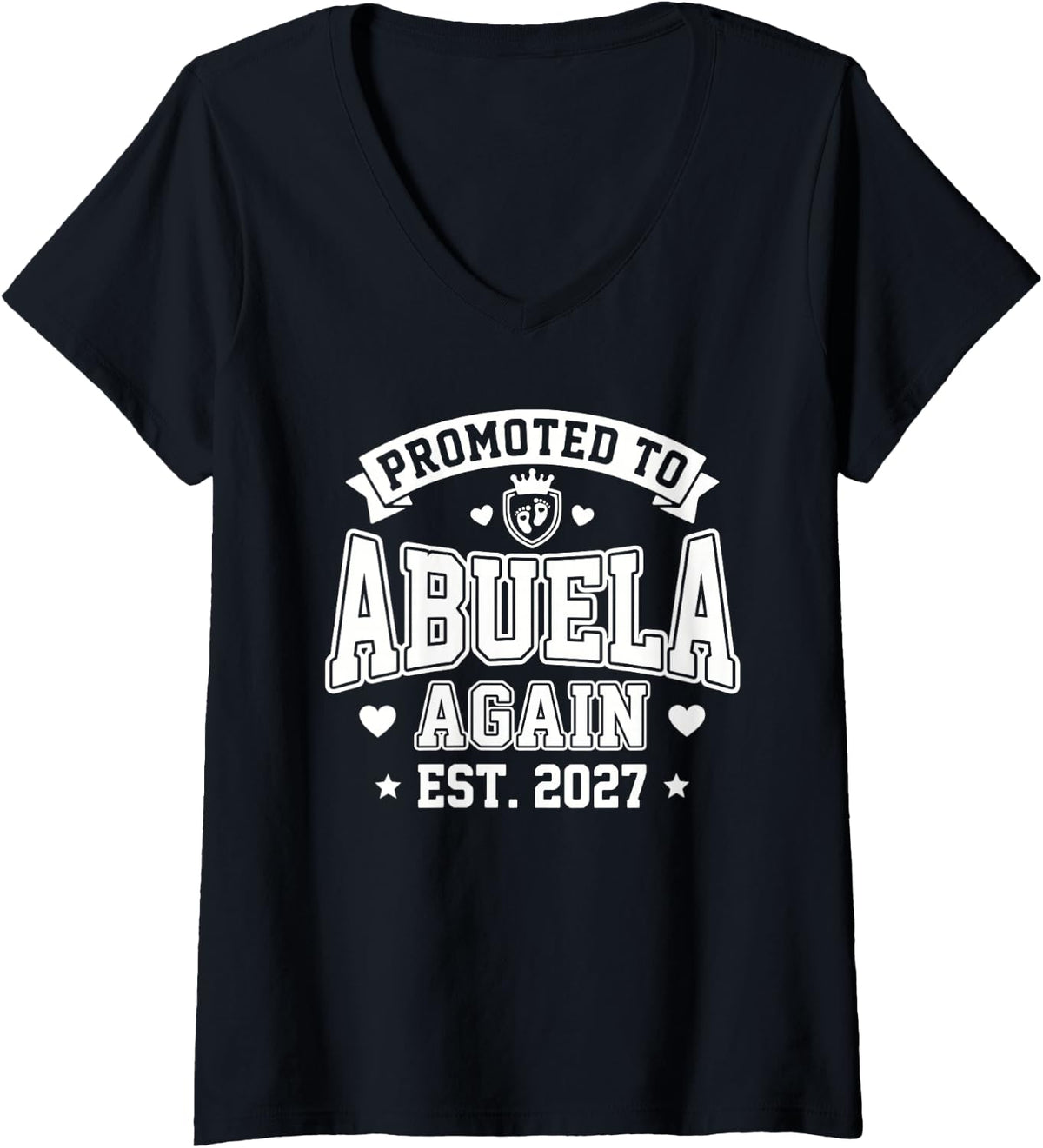 Women's Promoted to Abuela Again 2027 2nd Time Grandmother V-Neck T-Shirt - Black