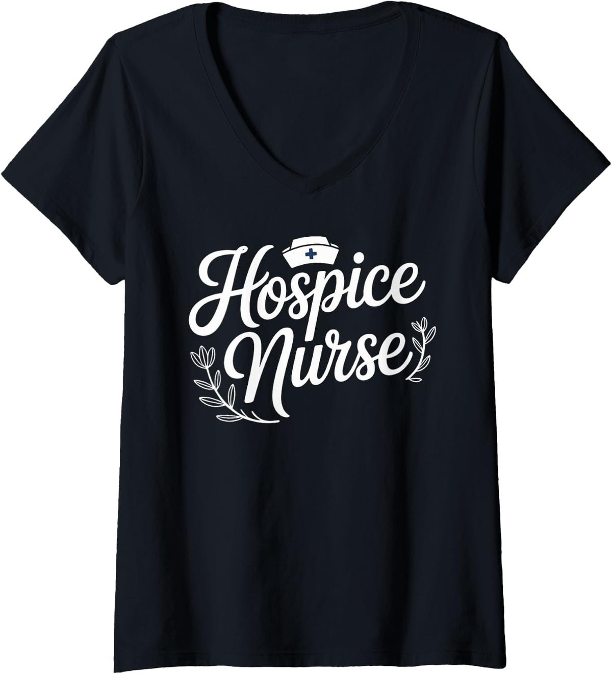 Women's Funny Hospice Nurse Nursing V-Neck T-Shirt - Black