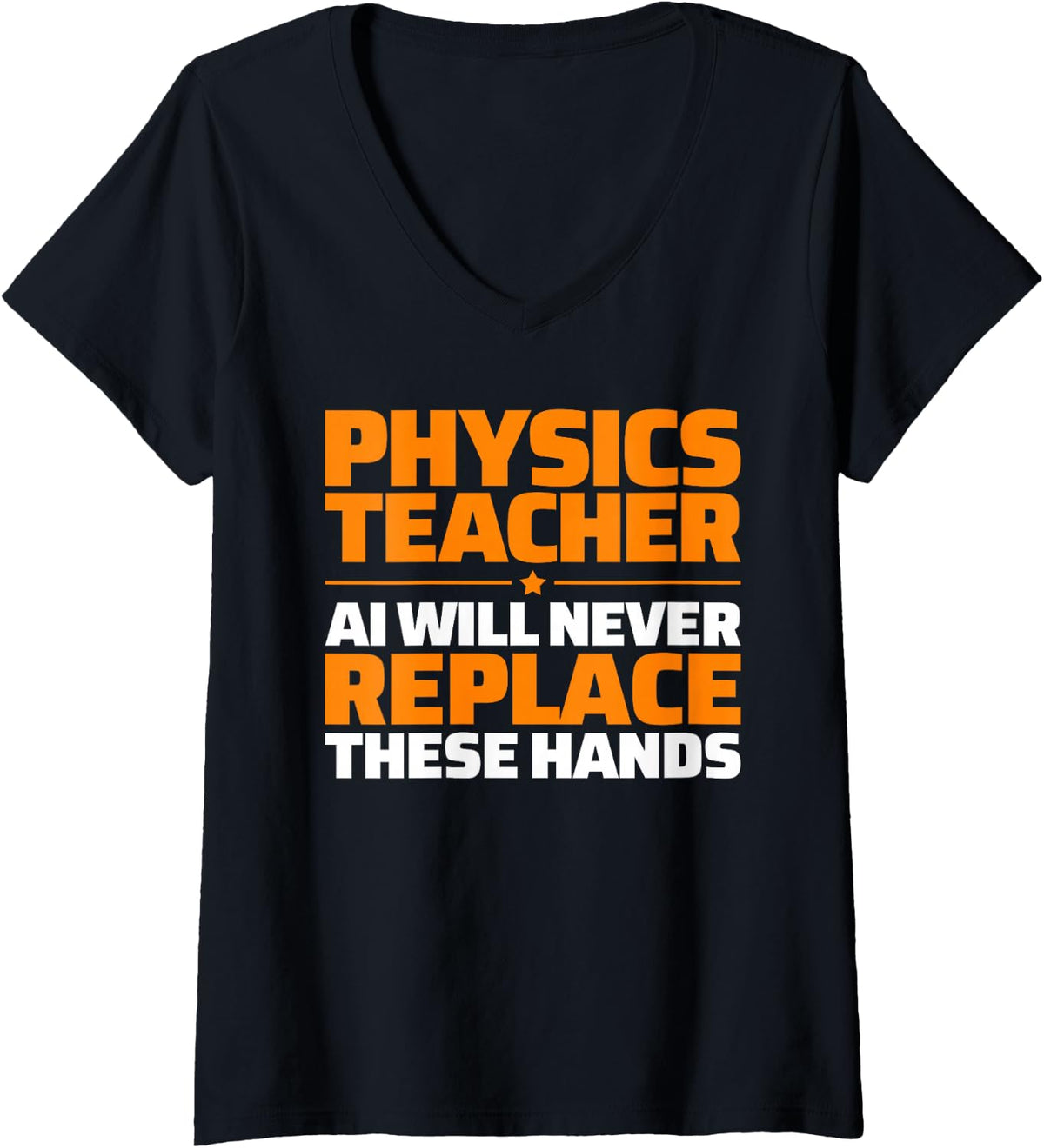 Women's Physics Teacher Never Replace V-Neck T-Shirt - Black